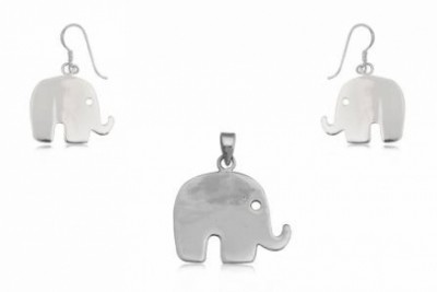 Set de plata 925 diseño Elefantes con gancho