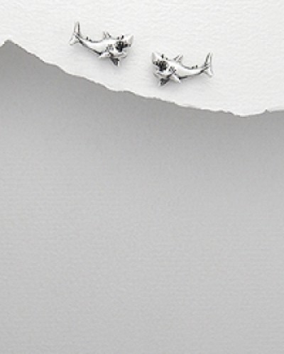 Aretes con forma de Tiburon en Plata 925